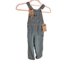 Vtg Osh Kosh B'Gosh Vestbak Engineer Striped Denim Overalls New 1895 24 months