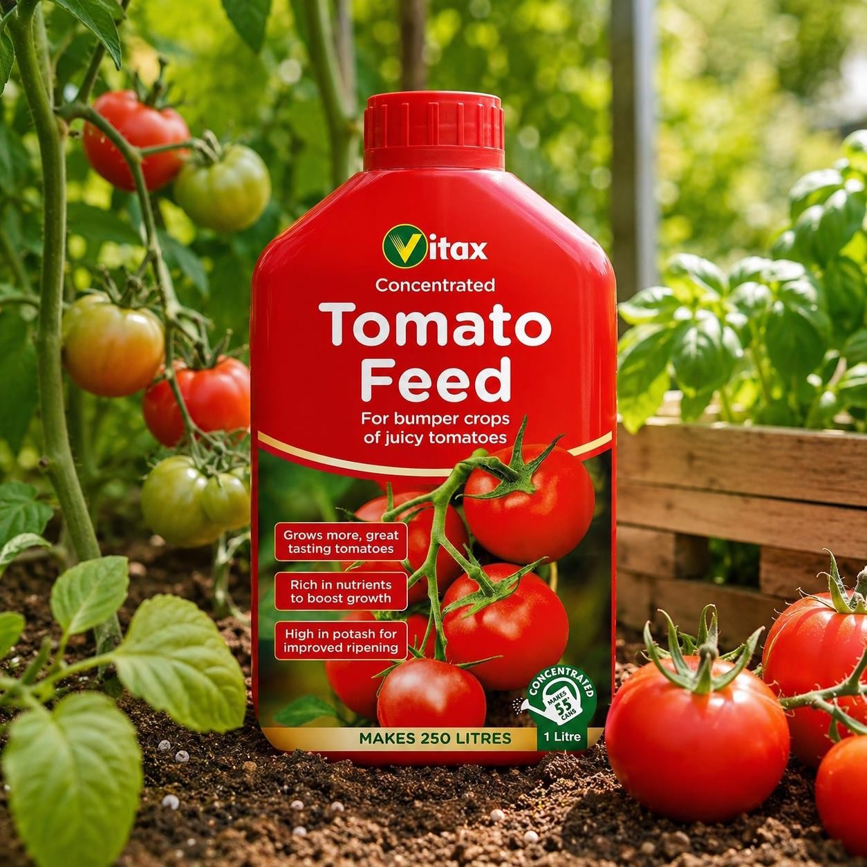 Vitax Liquid Tomato Feed Concentrated 1 Litre Fertiliser for Juicy Tomatoes