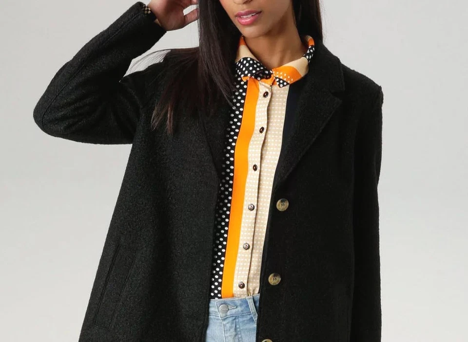 NEU: ELEGANT BUSINESS KURZMANTEL BOUCLÉ OPTIK 36 ANISTON schwarz 100€ *20883622 - Bild 4 von 4