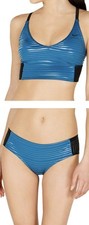 Nike Womens Abysse Blue Shiny Stripe Sporty Bikini Set or Top XL or Bottom L, XL