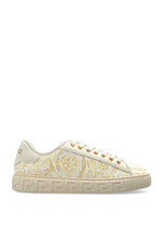 VERSACE Beige Leather Sports Sneakers New And Authentic