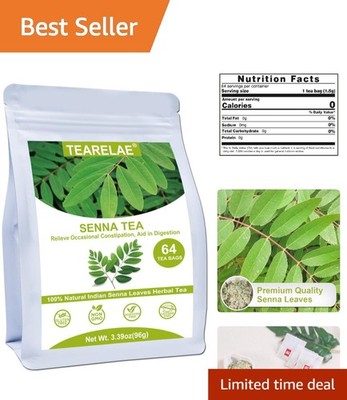 64 Count Caffeine-Free Senna Tea Bags - Natural Digestion Aid for Constipation
