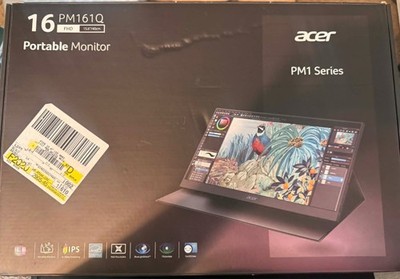 Acer 15.6'' Portable Monitor, IPS Full HD (1920 x 1080), 60Hz, Black, PM161Q
