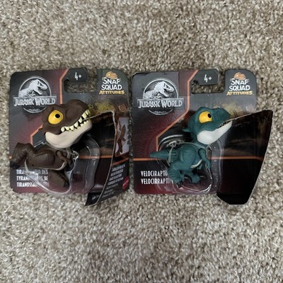 LOT 2 Jurassic World Snap Squad Attitudes Velociraptor Tyrannosaurus Rex T-Rex