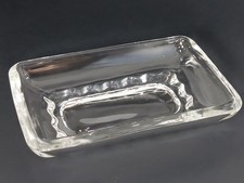 VTG Glass Bar Soap Dish Think Scallop Edges Heavy Solid Fluted Paperweight