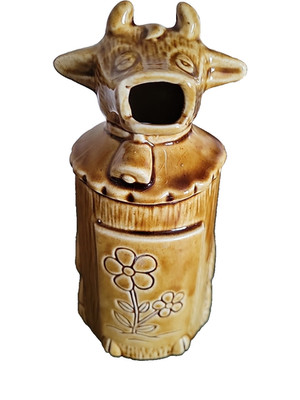 Vtg Collectible Ceramic Brown Cow Creamer I ll Give You Cream 1970's cottagecore