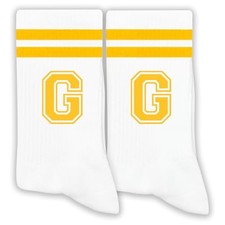olden Yellow Initial Stripes Socks,Letter Socksifts for G