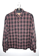 Vintage 50s Woolrich Shirt Mens XL Buffalo Plaid Wool Button Up Loop Collar