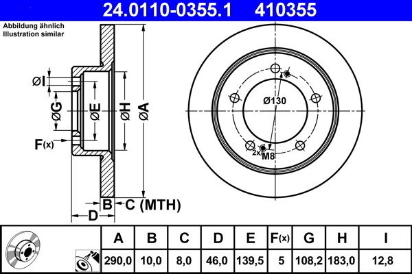 Jeu de disques de frein ventilés ATE pour entretien Suzuki 55211-76J00