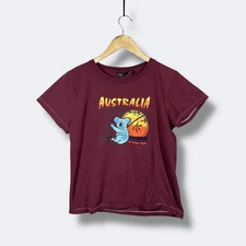 Vintage American Eagle Outfitters T Shirt Womens L Burgundy Australia Koala Cute