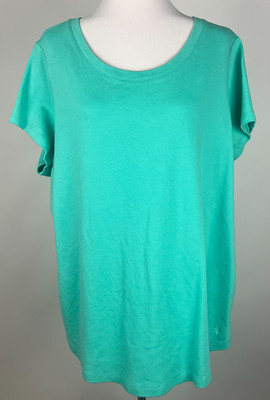 ISAAC MIZRAHI LIVE! Essentials S/S 'Curved Hem Cotton Knit Tee Shirt' - 3X, Turq