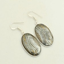 Iron Tiger Eye Gemstone Handmade Drop Dangle Earrings Jewelry Gift 2.8