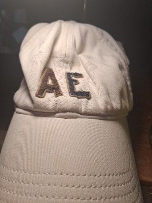 AE NU-FIT Baseball Style Elastic Band Hat American Eagle Beige Off White Vintage