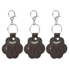 Pet Fur Storage Keychain Leather Dog Fur Keepsake Dark Brown 3Pcs