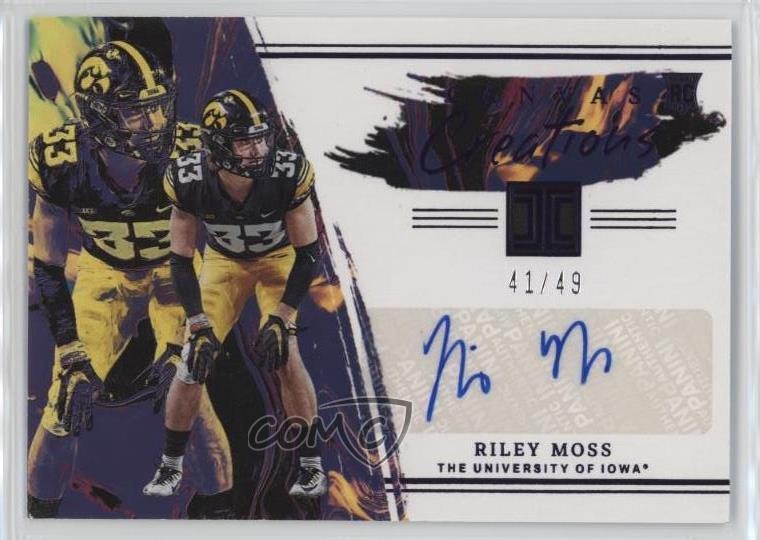 Riley Moss Panini Chronicles Draft Picks Impeccable Canvas Creations Autographs #CCRMO Purple