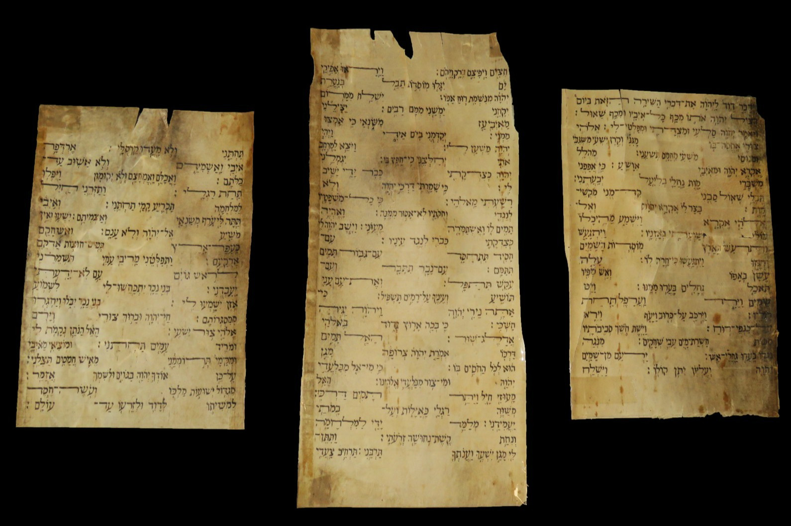 Rare Antique Bible Scroll 2 Samuel / Psalm 18 Voweled Italian Manuscript 3 Parts