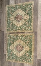RARE RALPH LAUREN Rutherford Park Green Tapestry 2 EURO PILLOW SHAM Set MINT