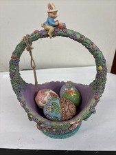 Jim Shore On The Hunt For Easter Surprises Basket Figurine with Eggs New in Box