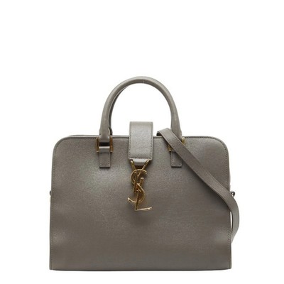 Saint Laurent Baby Cabas Handbag/Shoulder Bag 2WAY 372087 Gray Lea