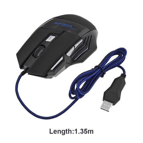 LED Optical PC Gaming Mouse USB Wired Programmable 7 Buttons 5500 DPi Mice Gamer - Picture 3 of 7