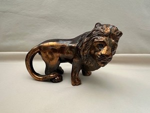 Vintage Miniature Copper Cast Metal Lion Figurine