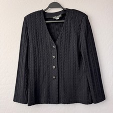 St. John Collection by Marie Gray Black Knit Button Front Cardigan Jacket Size 8