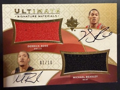 2008 Ultimate Collection Derrick Rose Beasley Patch Auto 01/10 Jersey # Rookie