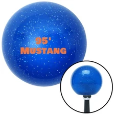 Orange "95 Mustang" Blue Metal Flake Shift Knob w/ M16x1.5 Insert Shifter Auto