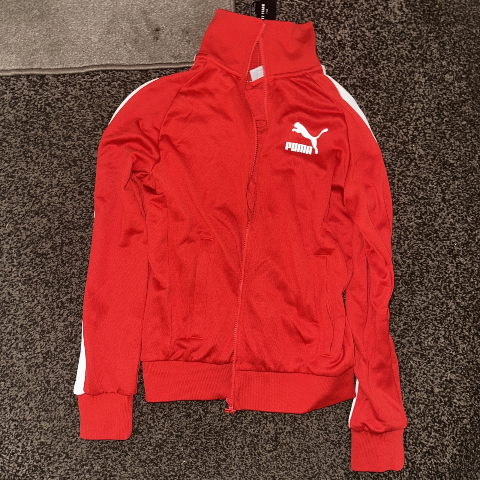 PUMA Mens Graphic Tracksuit Top Jacket Small Red Colourblock Polyester AW08