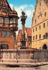 Postcard Germany St George Fountain Rothenburg ob der Tauber (Georgsbrunnen)