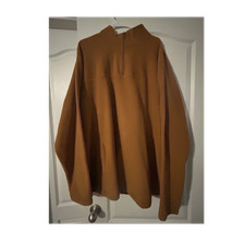 Men's Brown Solid 1/4 Zip Mock Neck Pullover Long Sleeve Sweatshirt