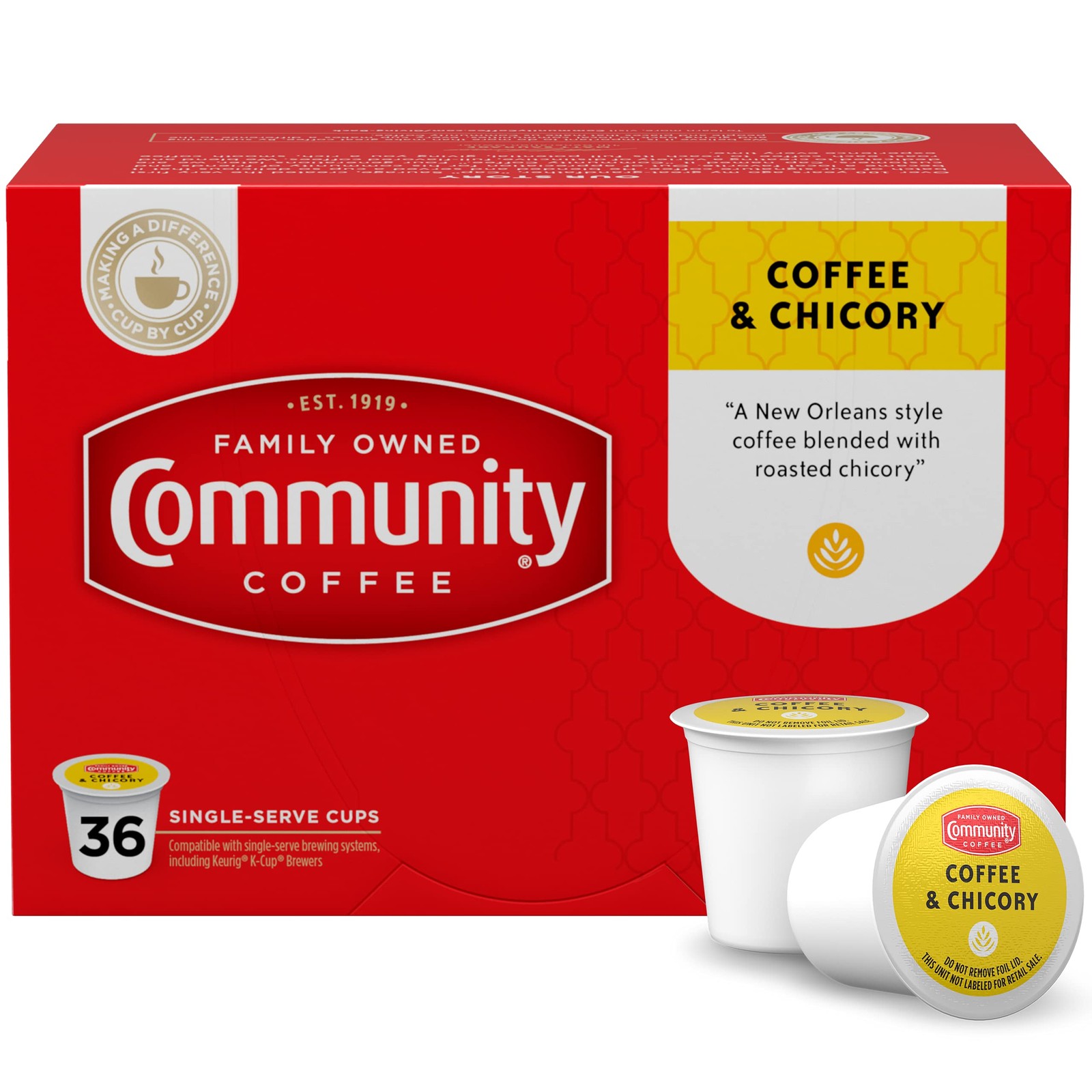 & Chicory 36 Count Coffee Pods, Compatible with Keurig 2.0 K