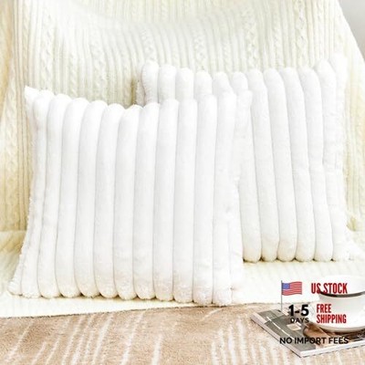 Set of 2 Faux Fur Throw Pillow Covers 18x18 Inch - Decorative