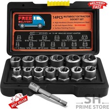Bolt Extractor Set 14-Piece Stripped Bolt Extractor Socket Set with Storage Case