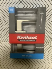    Kwikset Singapore Square Satin Nickel Bed Bath Door Handle W/Microban Lock