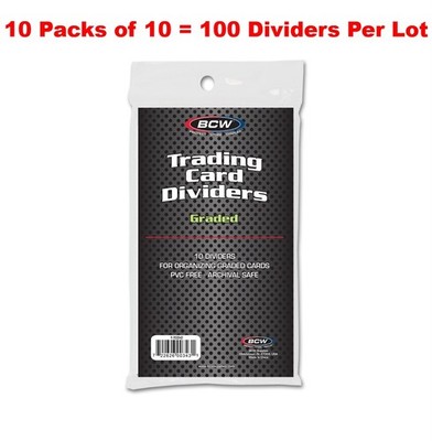 Lot of 100 BCW White Plastic PSA BGS SGC CSG Graded Trading Card Dividers