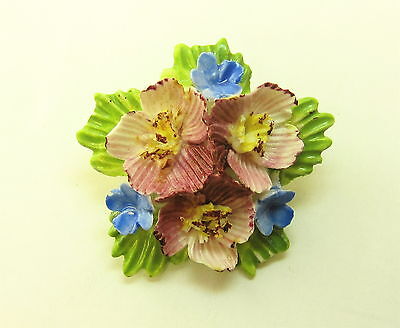 Vintage Handmade Ceramic Bone China Yellow Queen's flower Flower Brooch Pin Vintage Handmade Ceramic Bone China Yellow Queen's flower Flower Brooch Pin