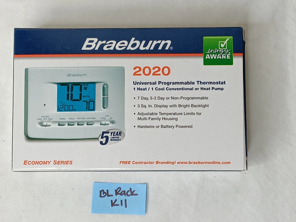 (Lote de 6) Termostato Programable BRAEBURN 2020 1 Calor/1 Frío Foto 4 de 4
