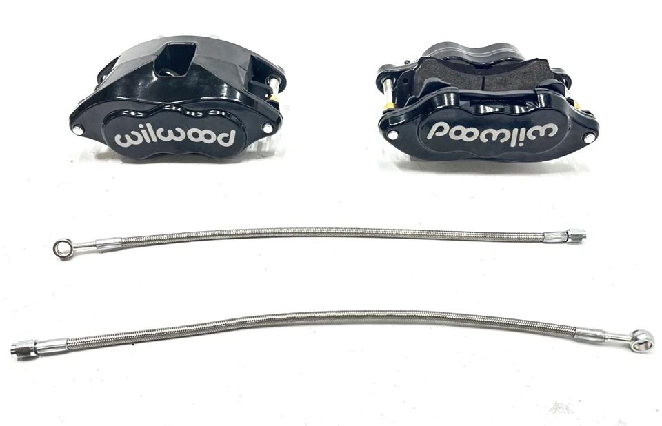 Juego de pinzas de freno de disco delanteras Chevelle 1969-1972 cargadas con pastillas + mangueras largas Foto 3 de 4