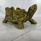 Vintage McCoy Pottery Olive Turtle Tortoise and Leaf Planter 8” 551 USA