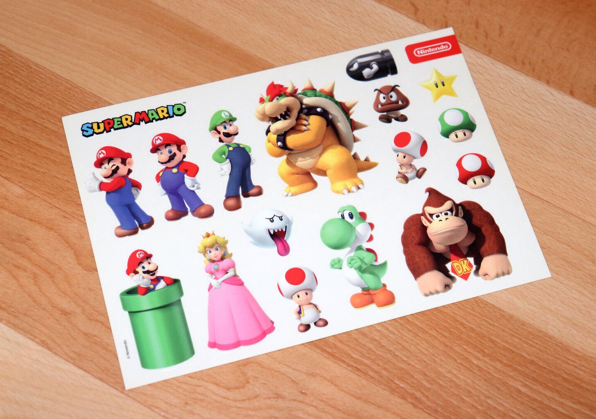 Super Mario Promo Rare Sticker Set sheet Stickers Nintendo 21x15cm