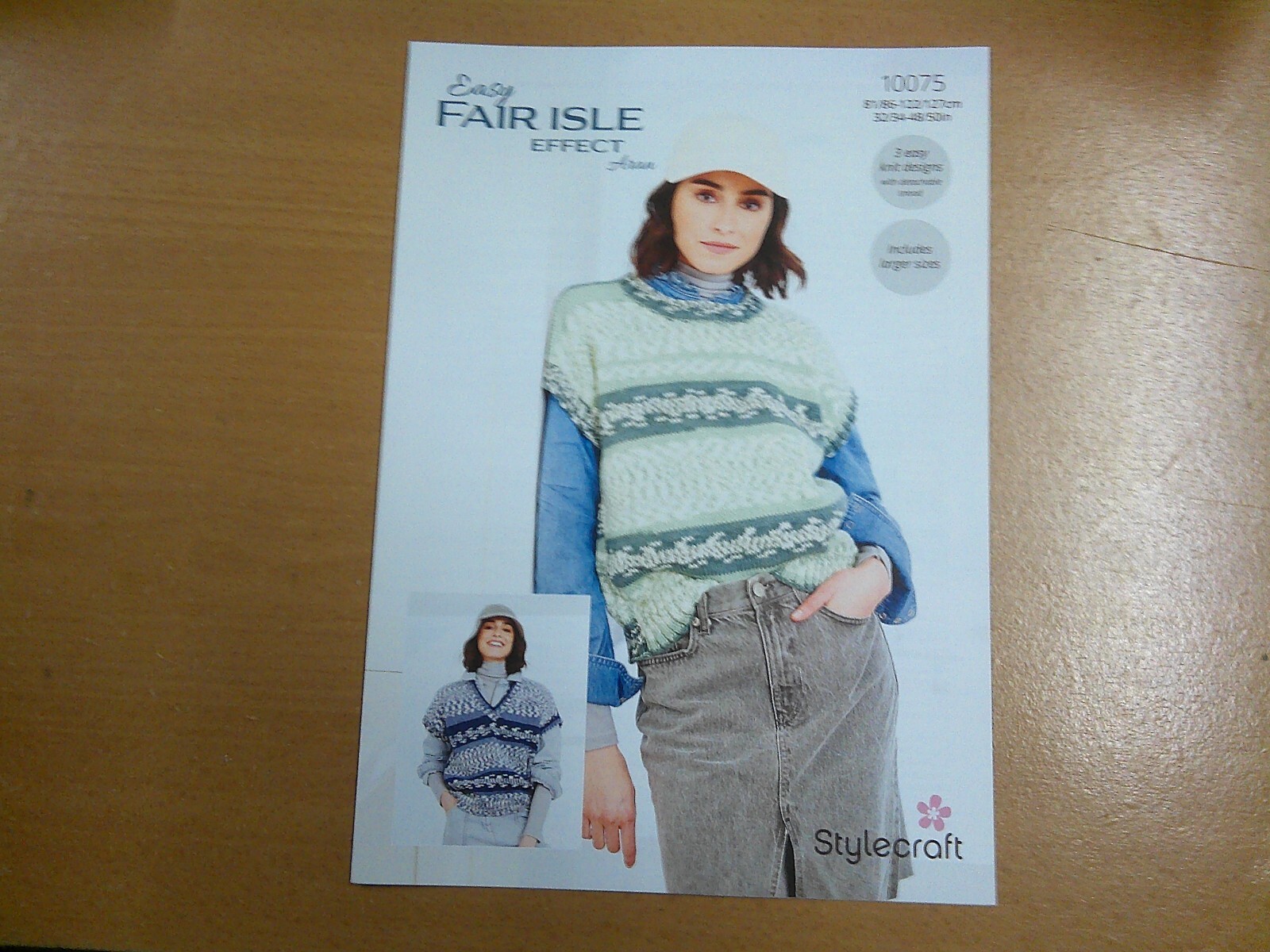 Stylecraft Aran Pattern 10075 Tank Tops 32/34 - 48/50 ins (3 Easy Knit Designs )
