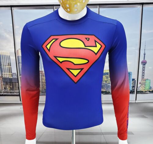 Armour Superman SHIRT BLUE Heat gear Top Tee Sz Medium eBay
