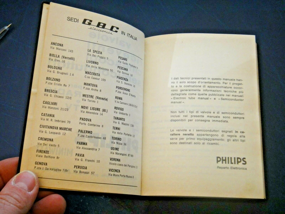 PHILIPS MINIWATT VALVOLE RICEVENTI CINESCOPI SEMICONDUTTORI EDIZIONE PER GBC - Immagine 4 di 4
