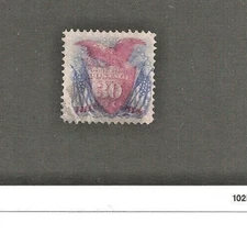 US Scott # 121, 30 cent, Eagle Shield & Flags, XXF, 1869, scv $1250