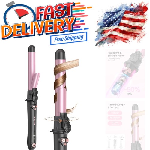 1 Inch Automatic Rotating Curling Iron for Effortless Beach Waves - Rose Gold