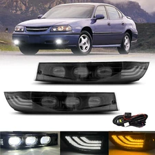 For 2000-2005 Chevrolet Chevy Impala LED Fog Lights Front Bumper Lamps with DRL