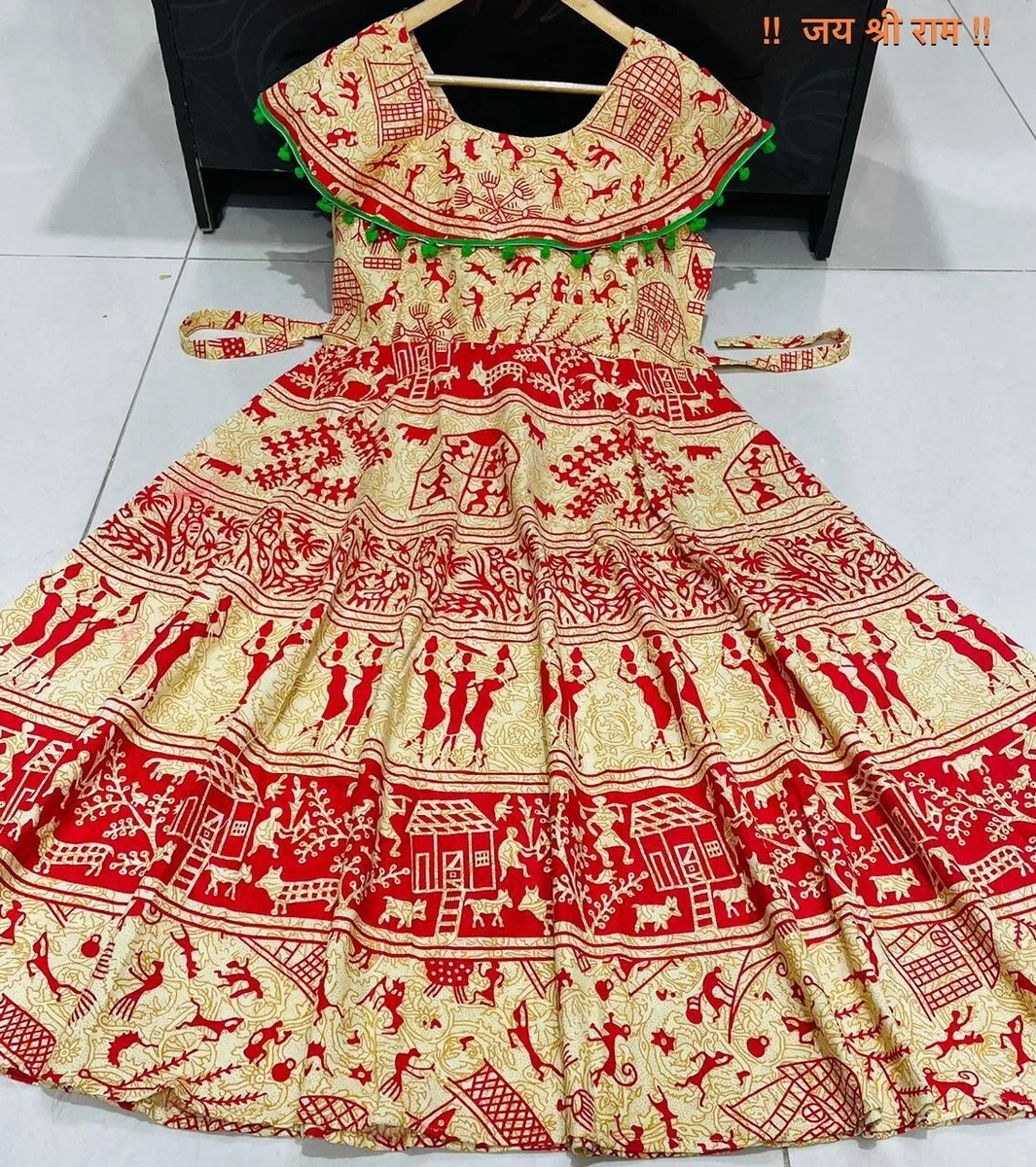 Womens Indian Dress Jaipuri Long Frock Cotton Printed xxl Size Party Gown Dress