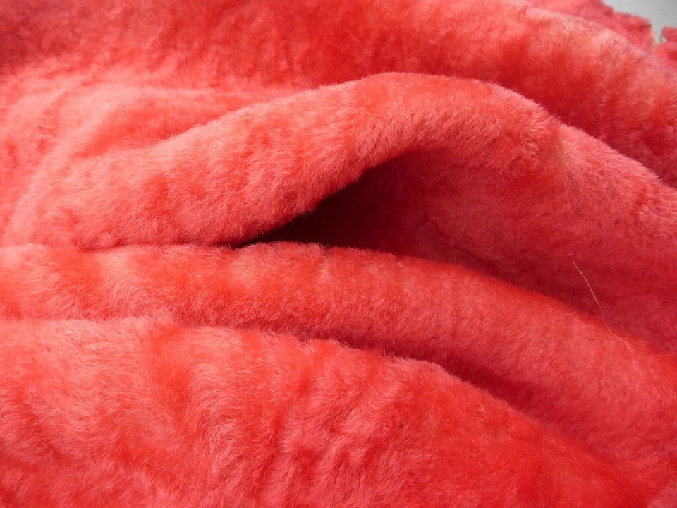 овчина стриженая кожа шкура яркий коралл оранжевый волнистые волосы w/гладкая спина - Изображение 4 из 4