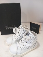 Scarpa 21 Hogan Rebel Junior Pelle Bianco Stivaletto Intagliato 